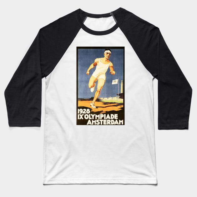 OLYMPICS Olympiade 1928 Amsterdam Netherlands Sports Meet Vintage Travel Baseball T-Shirt by vintageposters